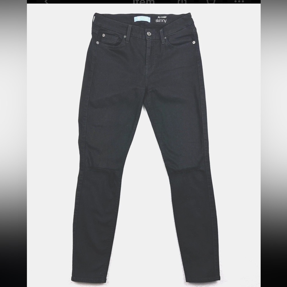 7 For All Mankind Jeans Womens 27 Black Distressed b(air) The Ankle Skinny